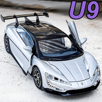 1:24 BYD Yangwang U9 Xtreme Lambor SVJ63 Alloy Sports Car Diecast Model Toys Doors Opened Sound Light Pull Back Cars Adult Gifts