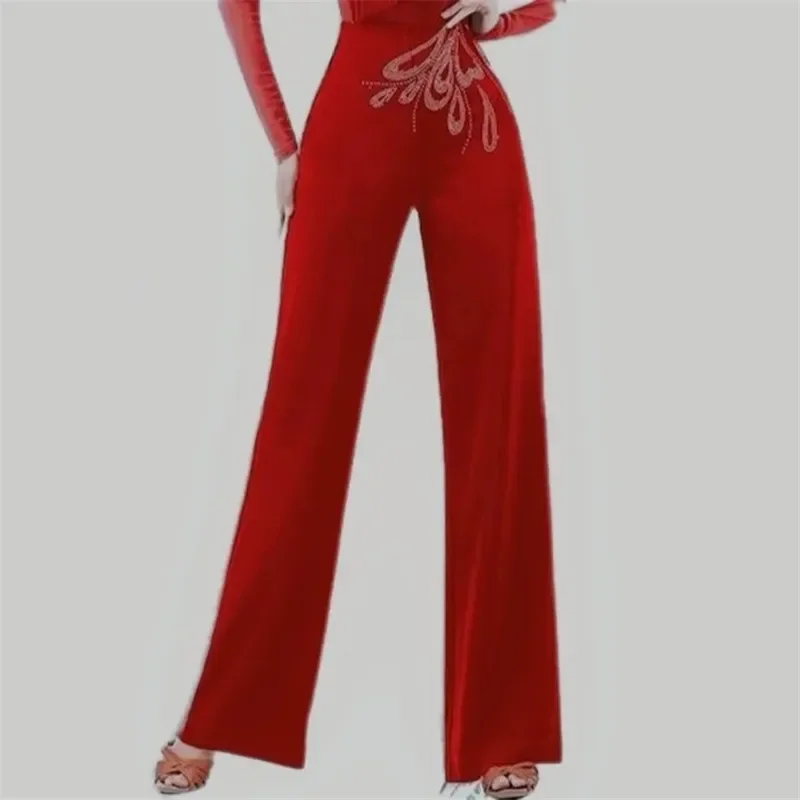 New Spring And Summer Wide Leg Pants Women's High Waist Modern Dance Ballroom Dance Latin Ballroom Casual Pants Z164