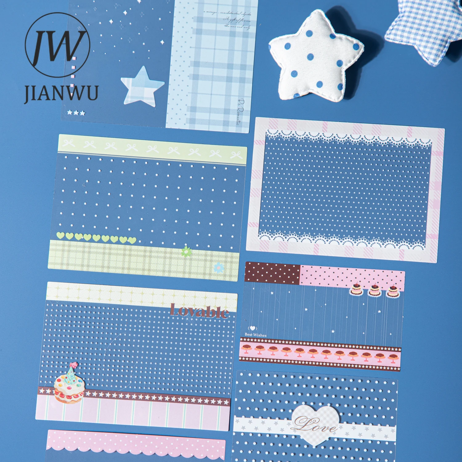 JIANWU Gentle Dream Series Vintage Lace Border Polka Dots Landscape V PET Sticker Creative DIY Journal Stationery