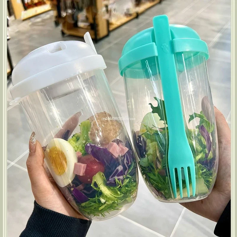 1000ml Portable Salad Cup with Fork and Lid Convenient Breakfast Shaker Bottles for Girls and Students Fruit Fat Loss Cup