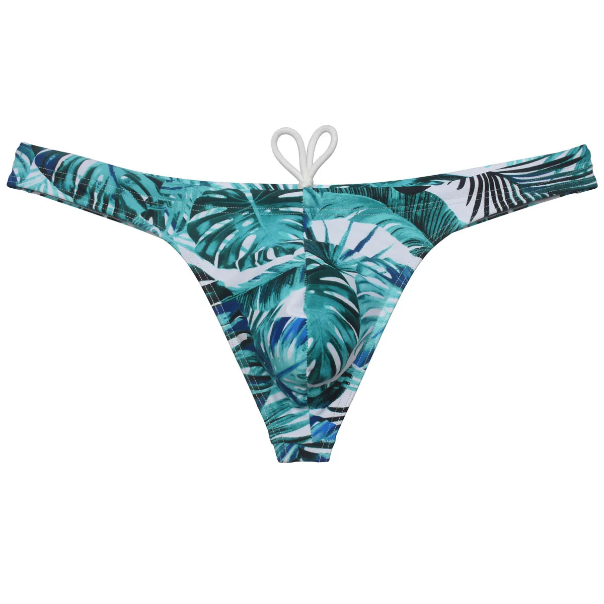 

Sexy Swim Thong Men's Swimwear Bikini Briefs Drawstring Quick-dry Elastic Underwear Supportive Pouch Beach Tangas Surfing Print