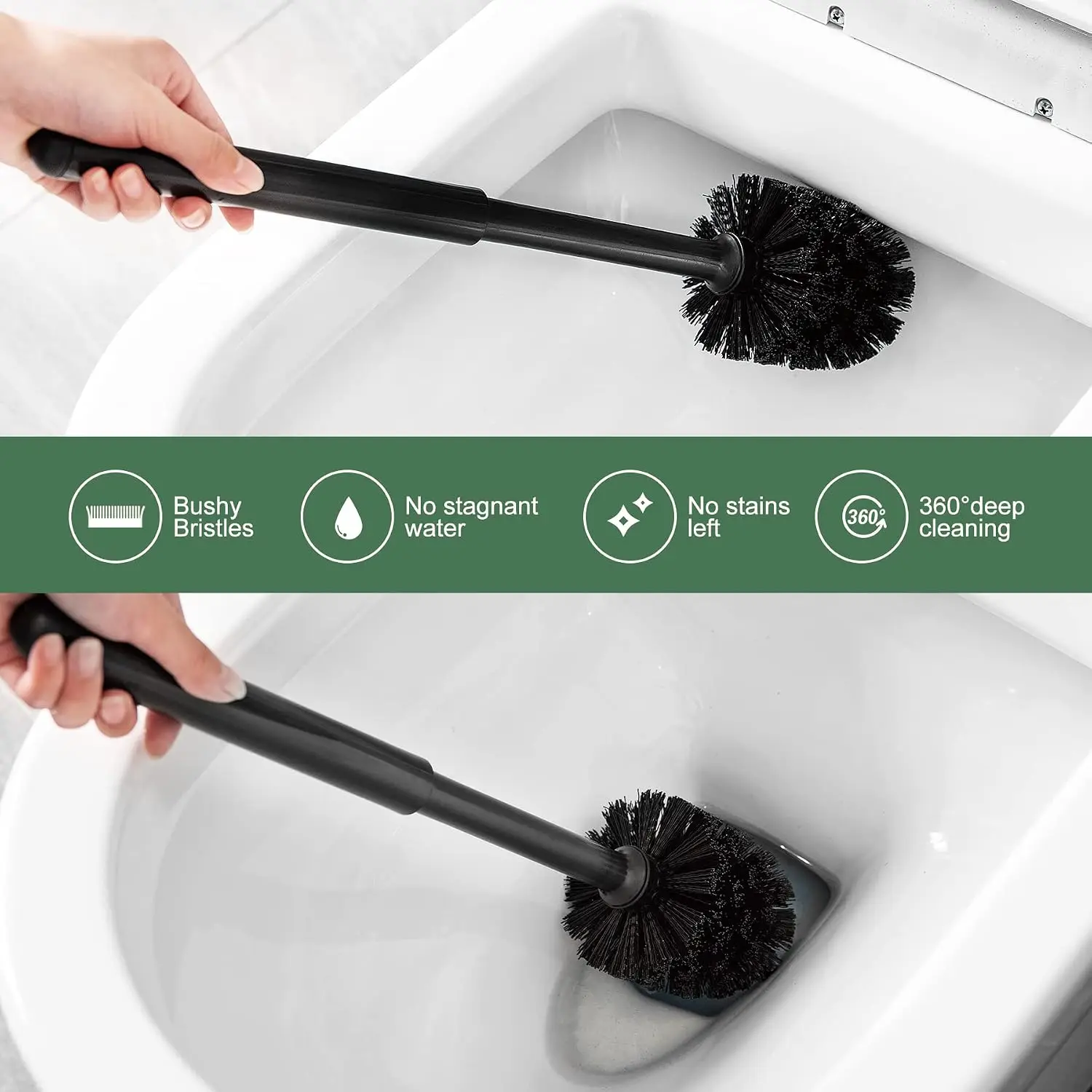 2 In 1 Toilet Brush And Plunger Set With Silicone Brush Head Strong Suction Rubber Cup Space Saving Bathroom Cleaning Tool With Storage Holder Toilet Brush Toilet Plunger Bathroom Cleaning Tools view 5