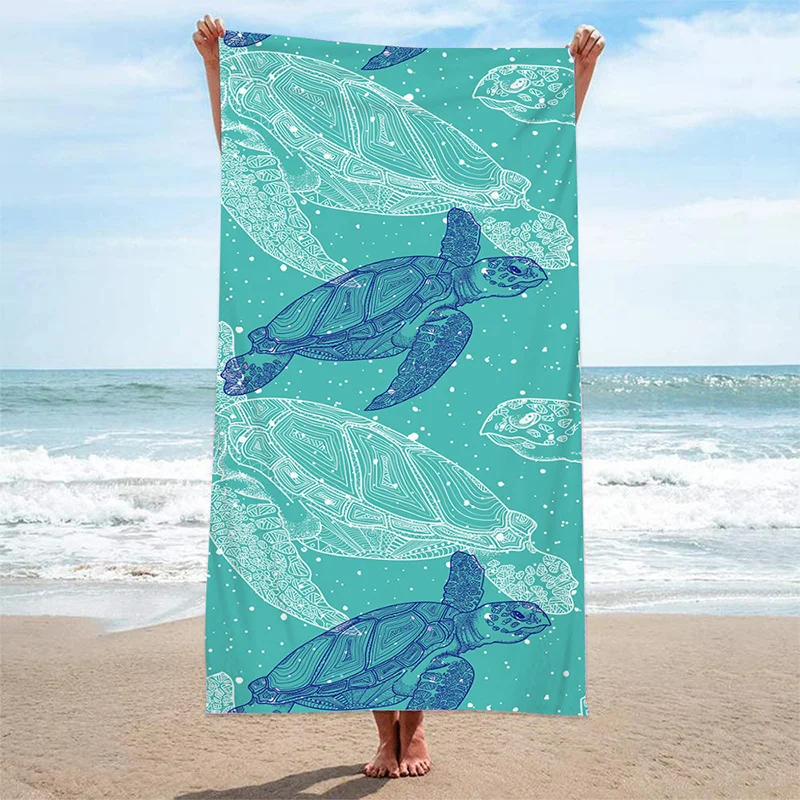Beach Towel Sea Turtle Pattern Sun Protection Windproof Suitable For Swimming Pool Camping Travel Blanket