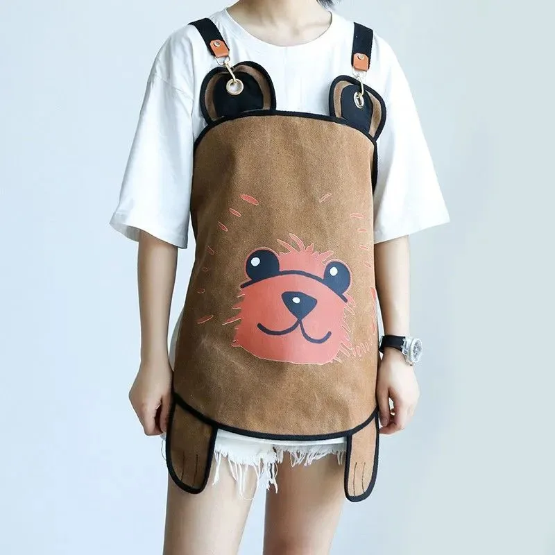 

Cartoon Apron Cute Korean Apron Floral Shop Milk Tea Cake Shop Men's Women's Hair Salon Children's Drawing Work Clothes ZI46