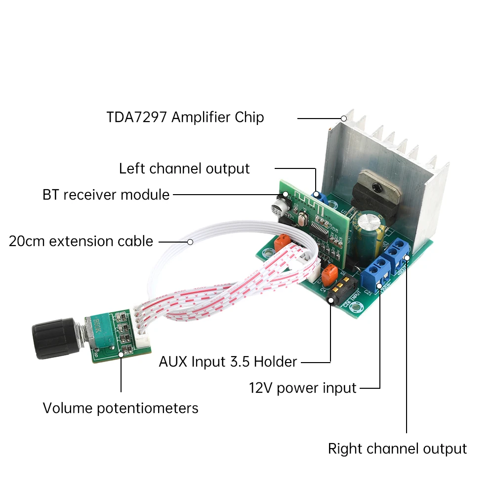 TDA7297 Bluetooth Amplifier Board 15W+15W Stereo Digital Power Wireless Audio Receiving Module Dual Channel Home Amplifier