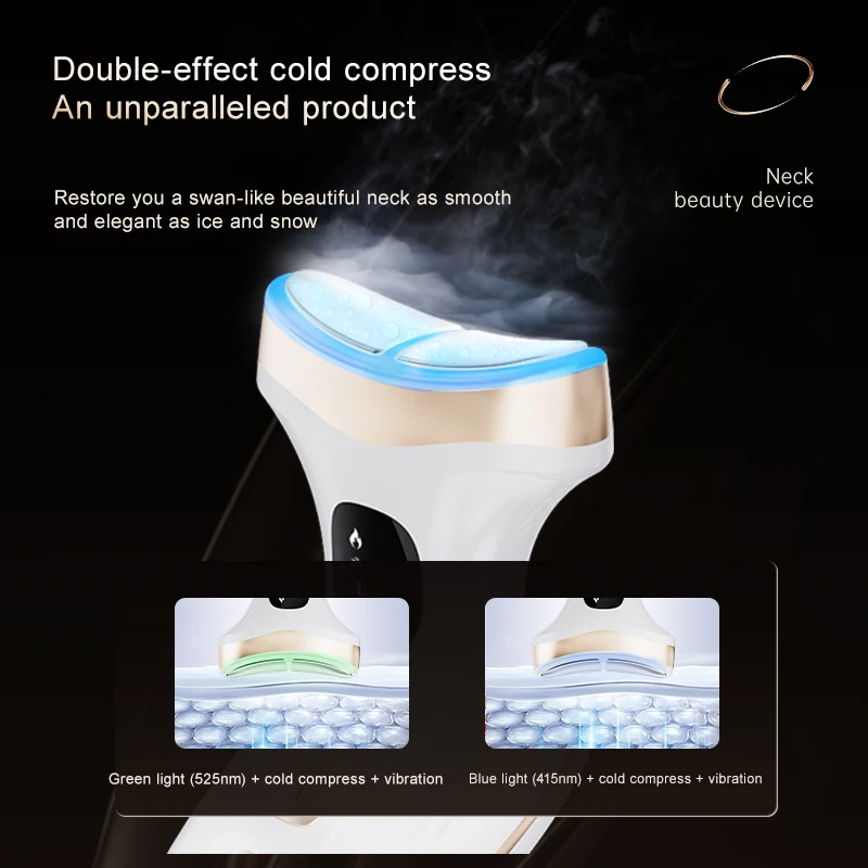Masseur de cou facial chaud et froid, rajeunissement de la peau, thérapie LED et vibrations EMS, lifting du visage |   Appareil domestique portable