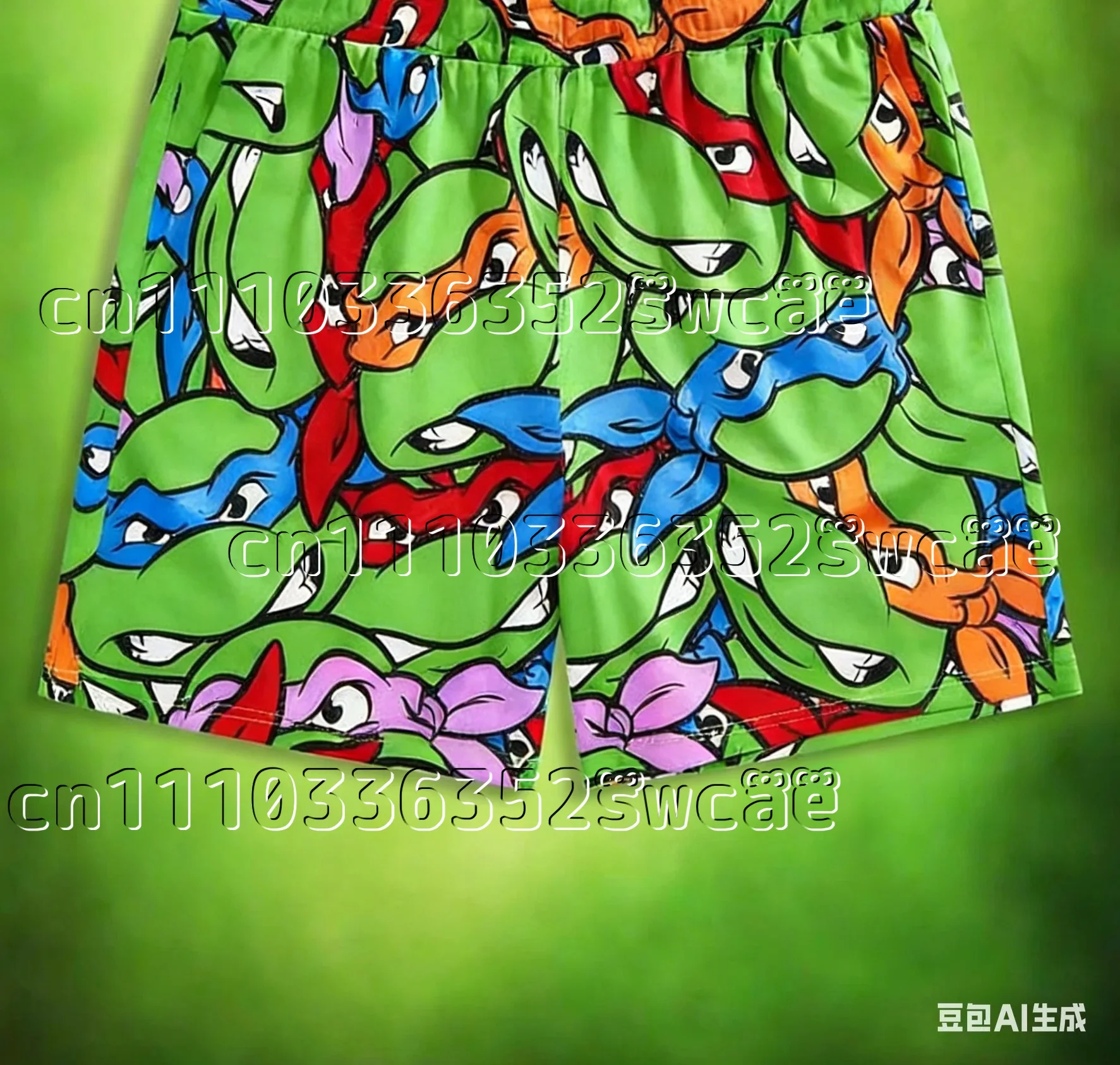 Pantalones Cortos Deportivos de Verano de la Serie Tortugas Ninja de la Marca Bandai 2026, para Adultos y Niños, Nuevos Conjuntos Familiares a Juego