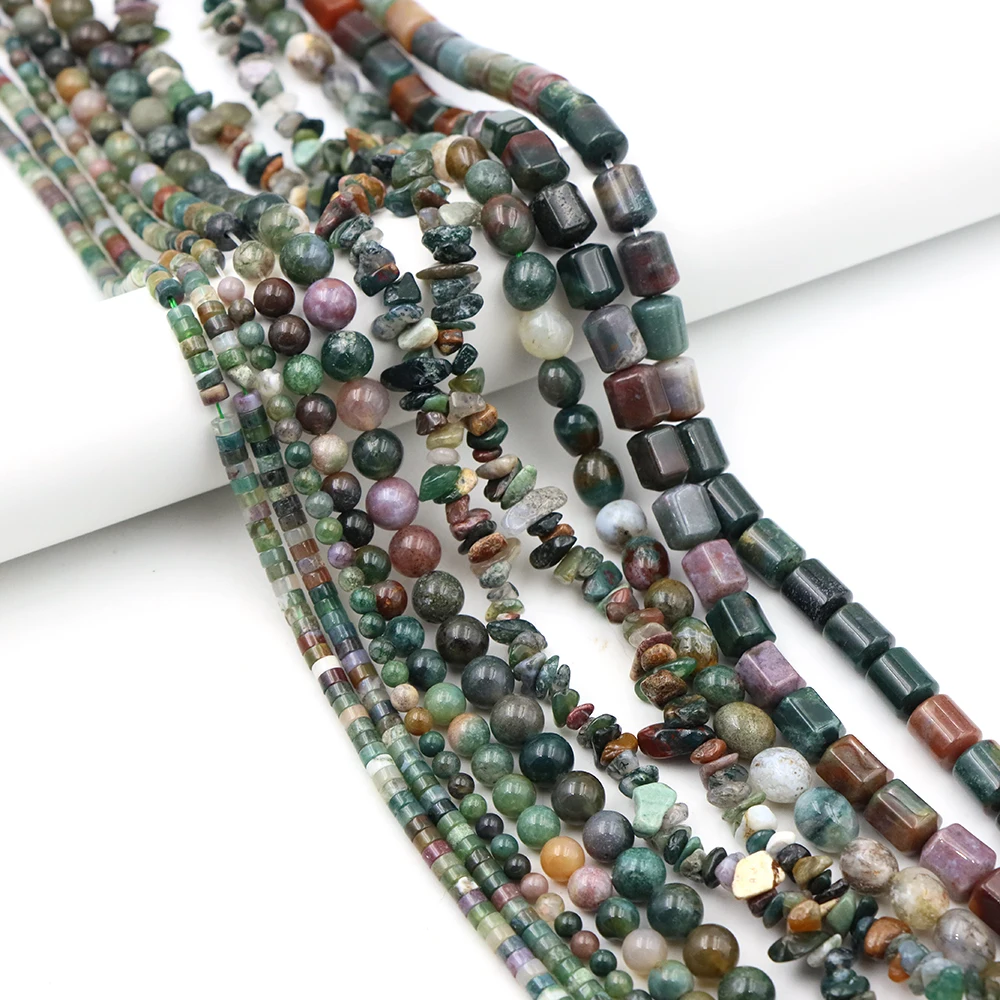 

Natural Stone Indian Agate Cylinder Square Irregular Faceted Round Loose Spacer Beads For Jewelry DIY Bracelet Making Accessorie