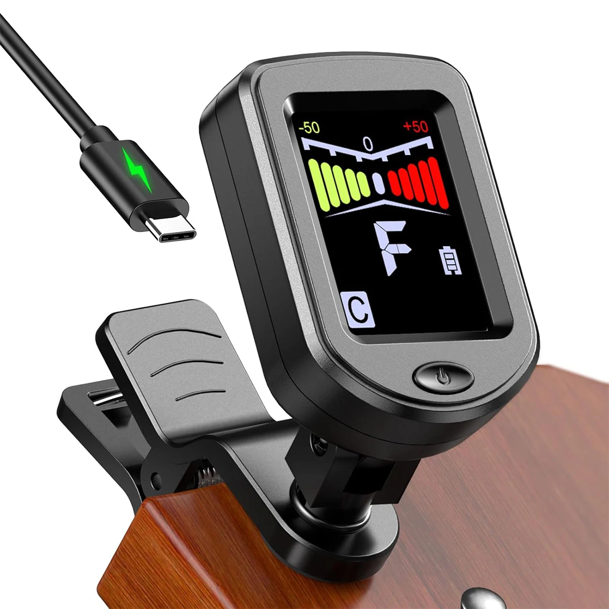 Rechargeable/battery powered tuner, standard/color screen, suitable for guitar, bass, ukulele, easy to use