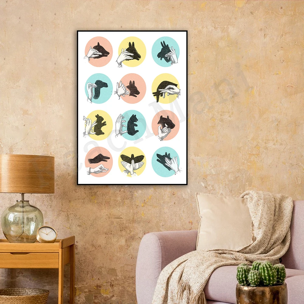 Fun Animal Prints • Shadow Wall Art • Playful Art Posters for Nursery, Kids or Kids Room • Pastel Polka Dots • Fun Whimsical