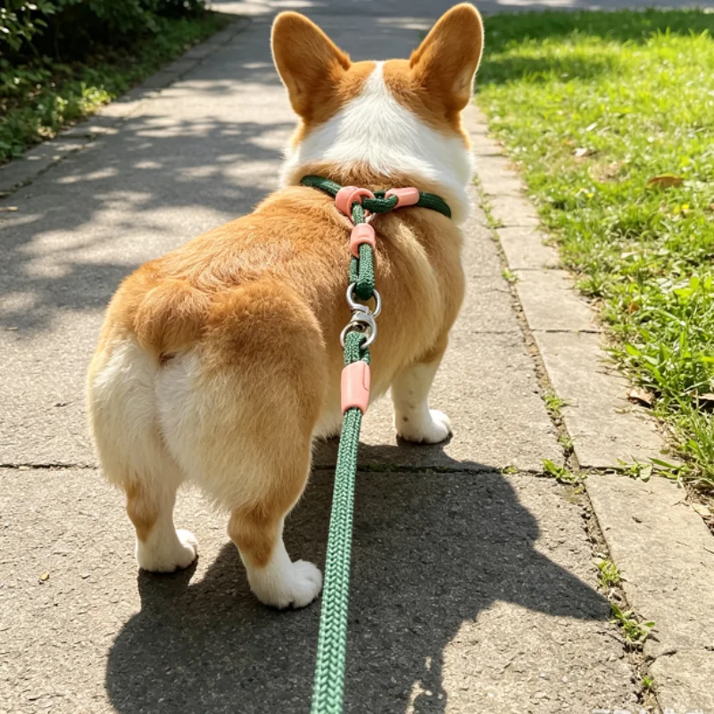 160cm Anti-Tangle Nylon Round Rope Dog P Chain Collar Slip Leash Adjustable Training Lead for Small Medium Dogs