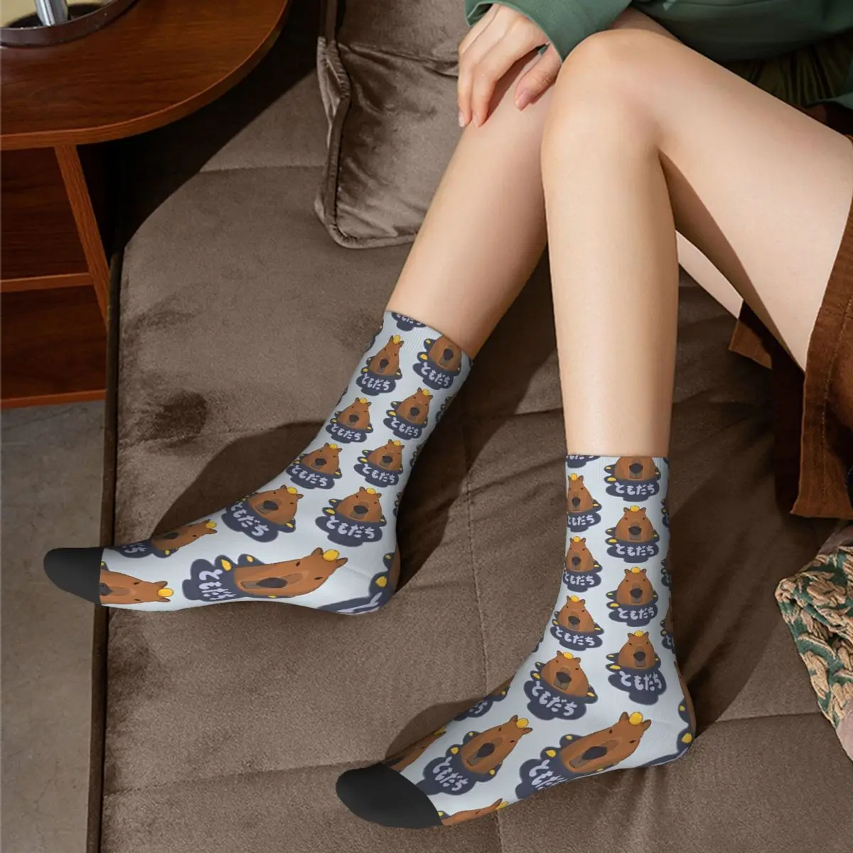 Capybara Tomodachi Capybara-Calcetines de conejillo de indias para hombre y mujer, medias estampadas para primavera