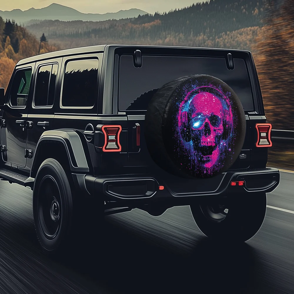 Cyber Sound Wave Pattern Tire Protection Cover, Suitable For Suvs, Pickups, Light Commercial Vehicles, And Campers, Featuring A
