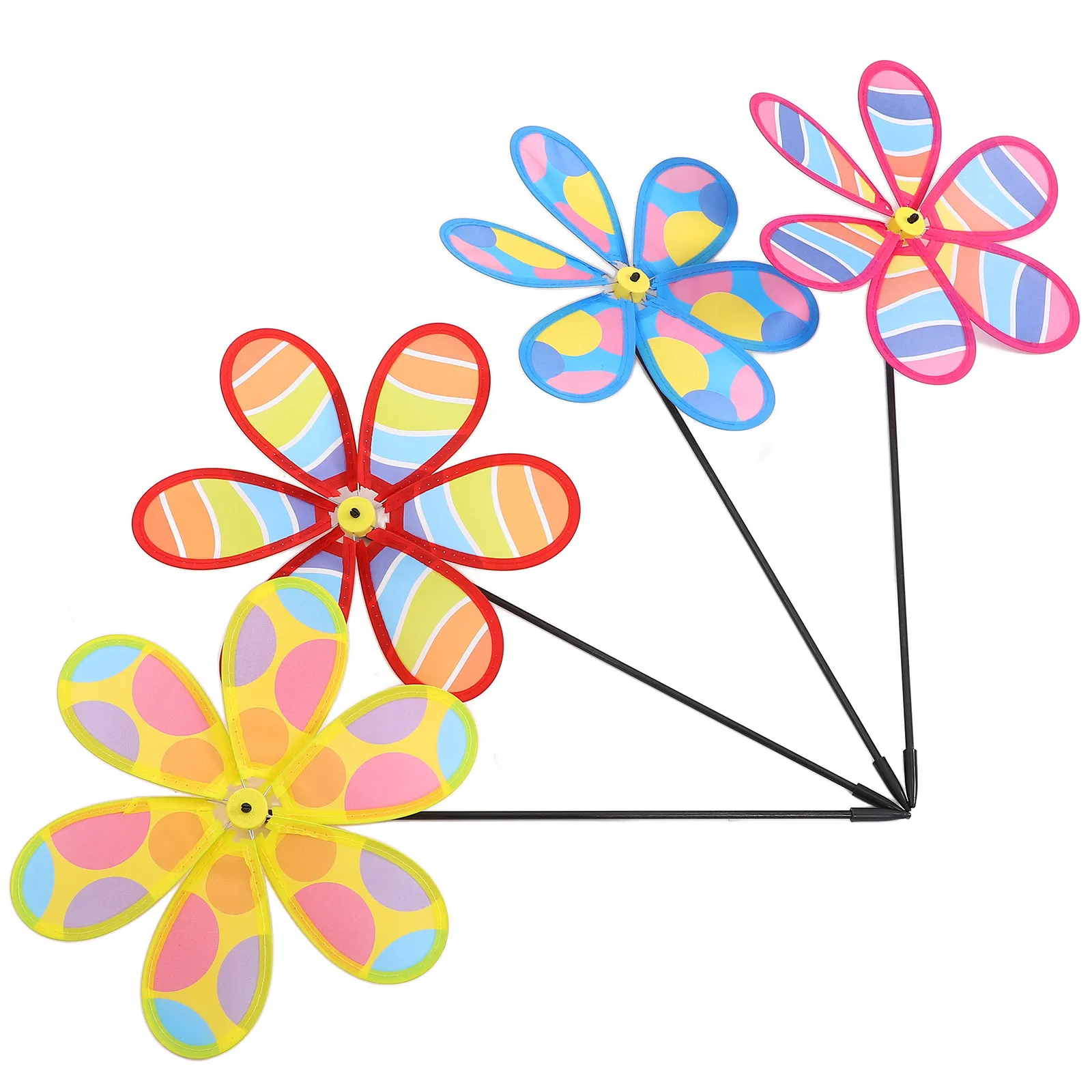 

4Pcs Outdoor Wind Spinners Decor Garden Pinwheel Stake for Yard Landscape Decoration Rotating Colorful Scene Art Insert