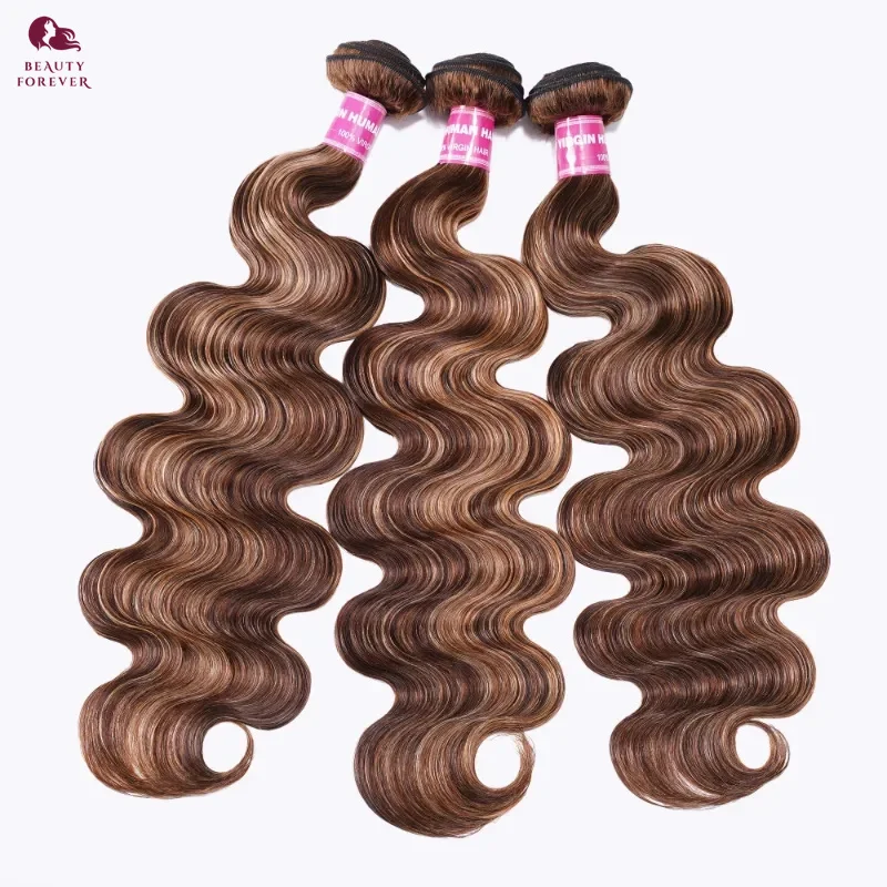 Beauty Forever Virgin Human Hair Bundles Honey Blonde Body Wave 100g/PC Higlight Blonde Double Weft Brazilian Human Hair Weaves