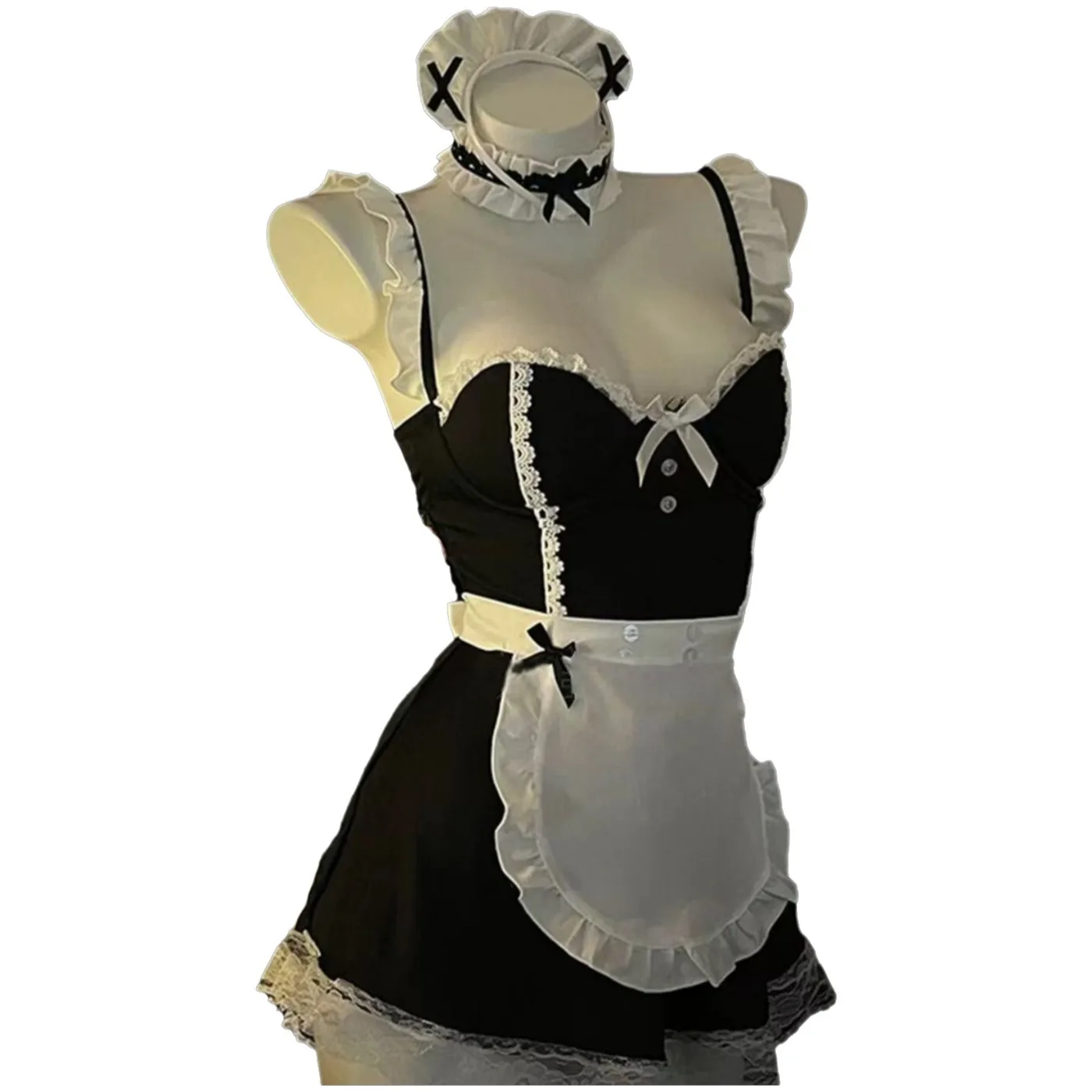 

Nightclub Wear Sexy Lingerie Cute Maid Steel-Breasted Push-Up Hot No-Undress Uniform Maid Pajama Set Pure Desire Charming 9YPQ