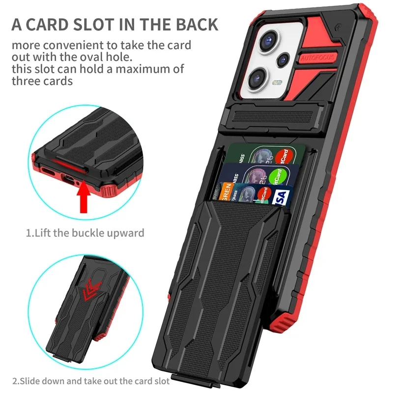 For Xiaomi Poco X5 Pro Case Armor With Card Slot Shockproof Phone Case For Poko Poxo Pocco Little X 5 X5Pro Kickstand Back Cover