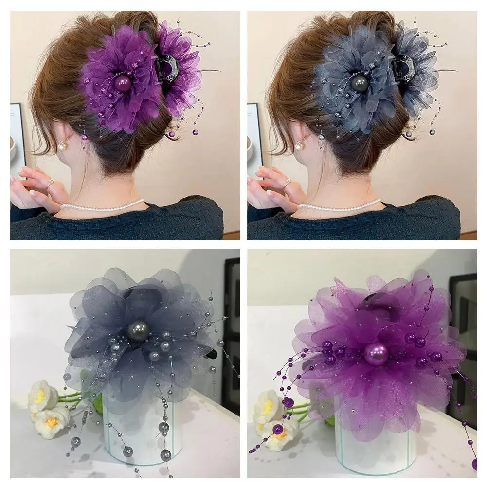 

Large Mesh Butterfly Clip Bead Feather Fringe Clip Shark Grip Feather Hair Claw Hair Clip Flower Pleated Pearls Organza G4A0