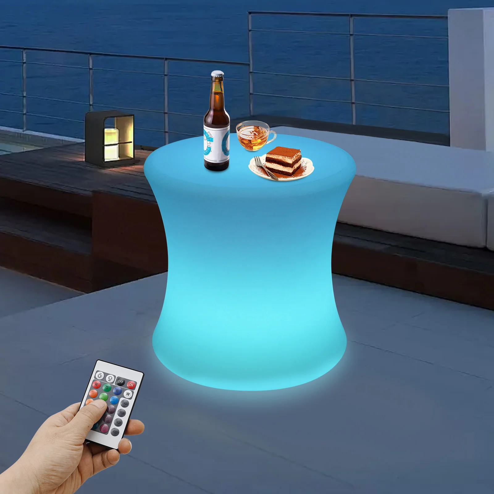 LED Drum-shaped Stool, Stool with Rechargeable LED Light, Ambient Lighting, Night Light Stool image 6