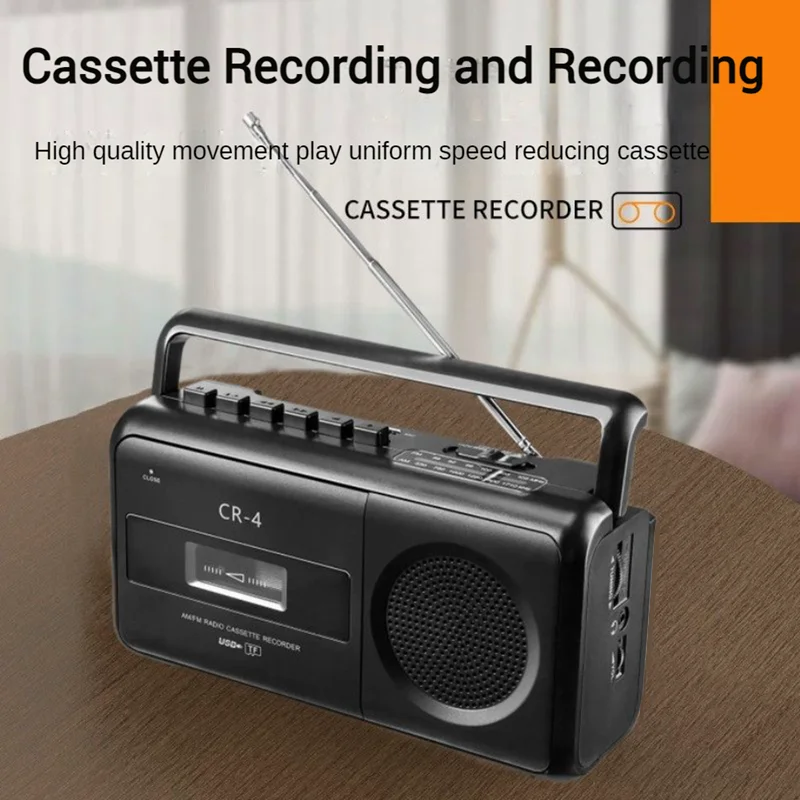 

Home Vintage Portable Cassette Recorder Radio Box with Mp3 Am Fm Radios Desktop Tape Player Multi-Function USB TF Card Speakers