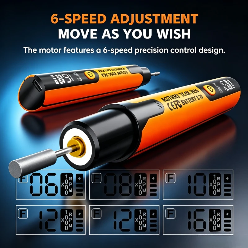 Cordless Rotary Tool Kit with 6 Speeds Rechargeable Polishing Pen Low Sound round Sanding Disk for Home DIY Crafts/Carving/Polis