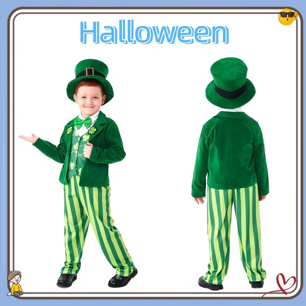 

Костюм на Хэллоуин 2025 года, сказочное праздничное платье, зеленое платье с четырьмя листами клевера