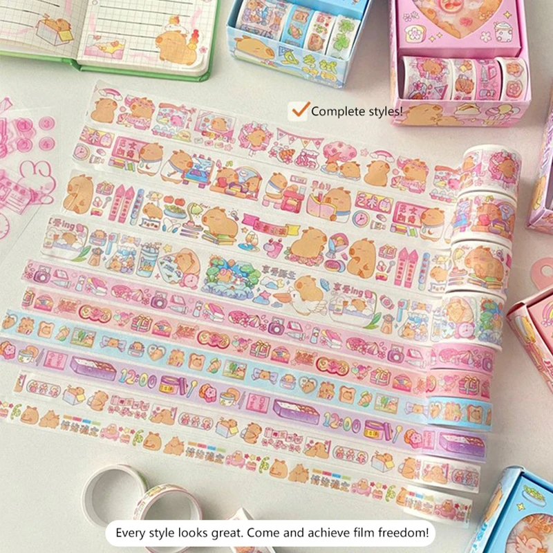 8 Set/lot Kawaii Capybara Stickers Tape Cute Scrapbooking DIY Diary Decorative Sticker Hand Account Decorate Set Gift Set