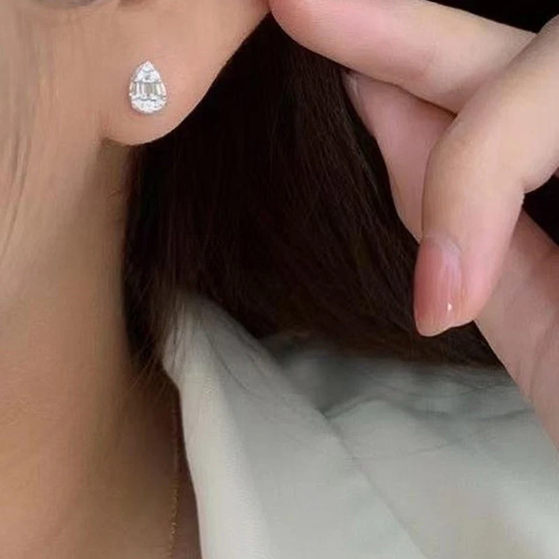 CAOSHI Dainty Female Dazzling Zirconia Earrings with Water Drop Shape Design Daily Wearable Accessories for Engagement Ceremony