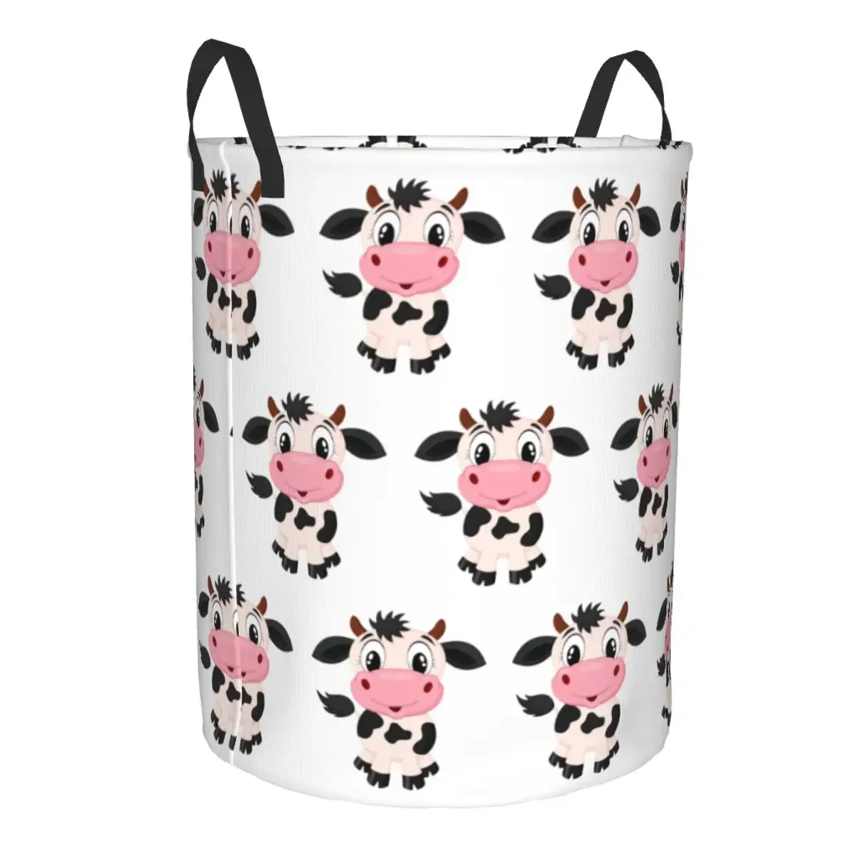 Custom Cute Cartoon Milk Cow Laundry Hamper Large Clothes Storage Basket Toys Bin Organizer for Boy Girl