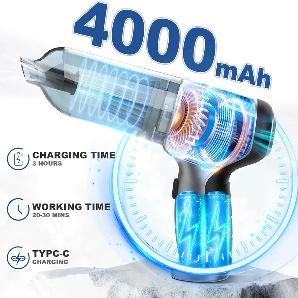 Wireless Car Vacuum Cleaner 95000PA Cordless Handheld Mini Auto Cleaner Portable Vacuum Strong Suction Cleaner for Car Home