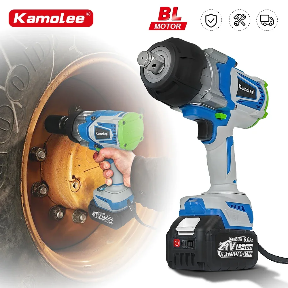 Kamolee 4100N.m Wireless Rechargeable Impact Wrench 3/4inch Brushless Electric Wrench Tool is compatible with makita 21V battery