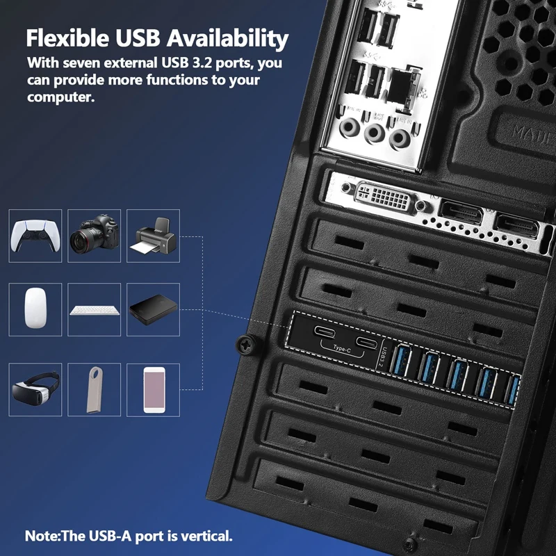 Pcie USB 3.2 Card Expansion USB-A 5X USB-C 2X PCI Supper Speed-USB 3.2 MAX 10Gbps For Desktop PC Host Card