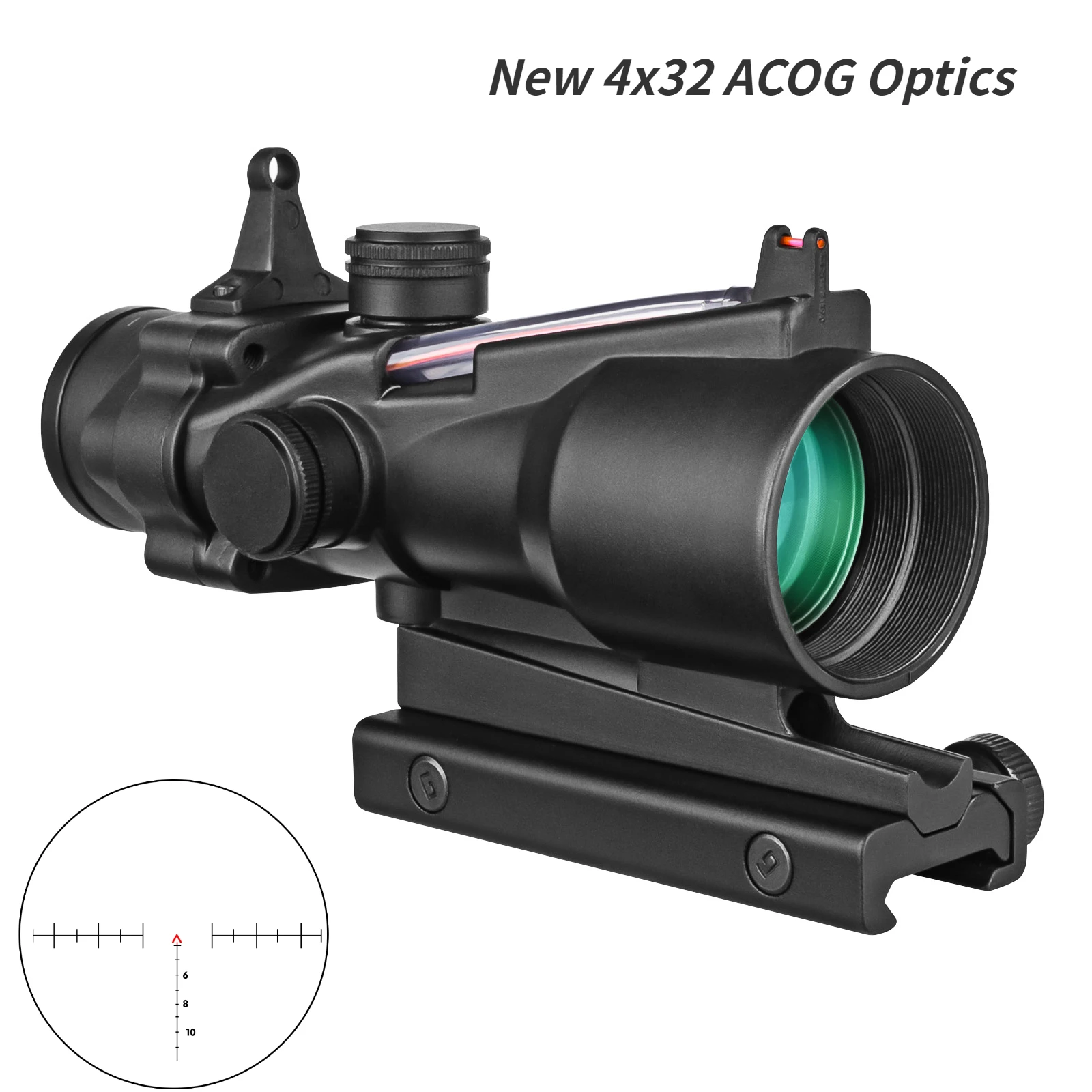 

New 4x32 ACOG Optics Tactical Scope Real Red Fiber Gun Riffle Scopes With Rmr For Rifle .223 .308 Caliber