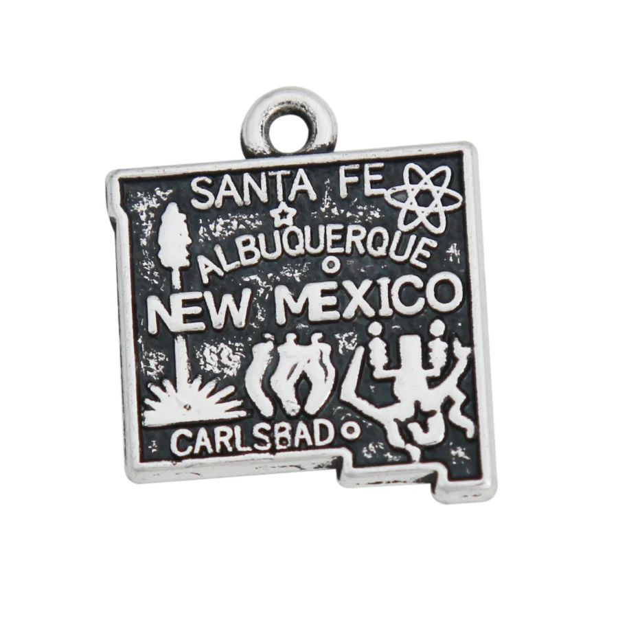 Alloy American State New Mexico Carlsbad Charms DIY Vintage Map Charms 16*19mm 50pcs AAC586