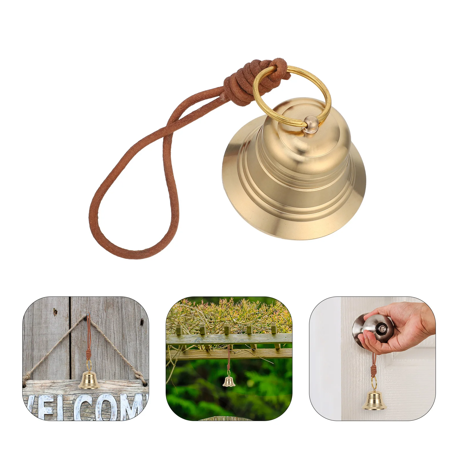 

Vintage Brass Door Bell Rustic Gold Finish Solid Metal Hanging Decor For Home Garden Shop Entrance Retro Chime Ornament