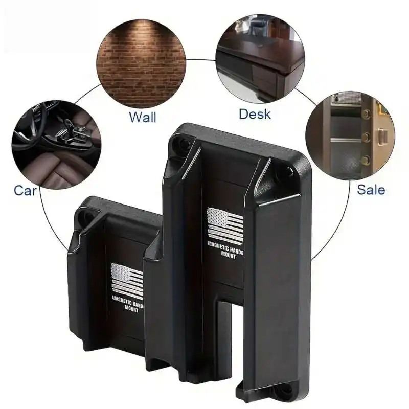 2 Pack Magnetic Handgun Mount, Heavy Duty Pistol Wall Holder, Universal Concealed Rack for Car Desk Cabinet Home Storage