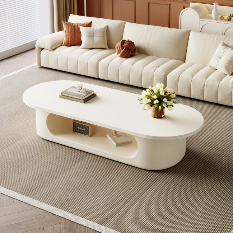 

2025 new cream wind rock board coffee table light luxury high-end coffee table living room household small apartment minimalist
