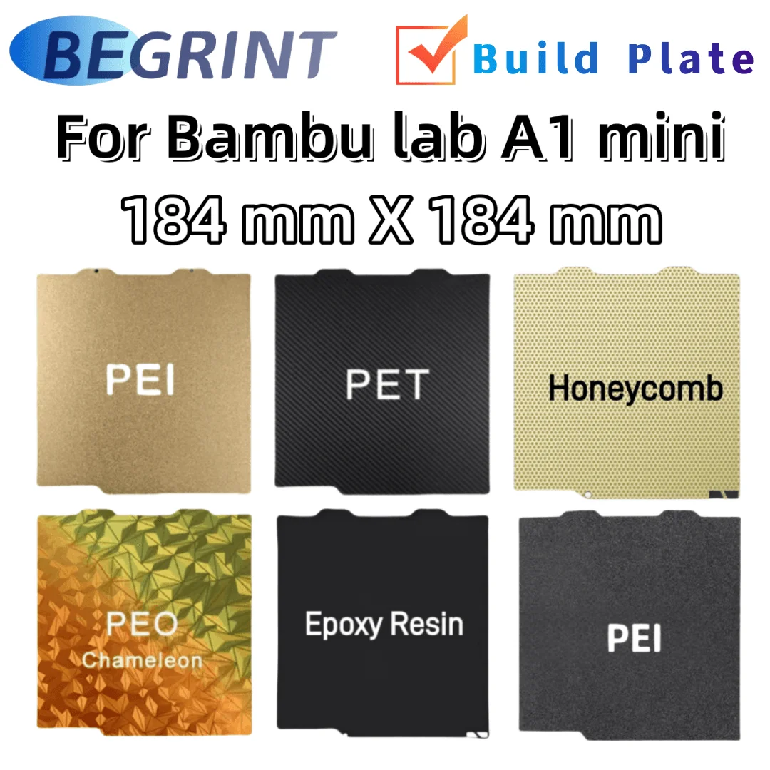 

Для Bambu Lab A1 Mini Текстурированный лист Pei 184x184 Рабочая пластина Двусторонний лист из углеродистой пружины 3D-принтер для Bambulab