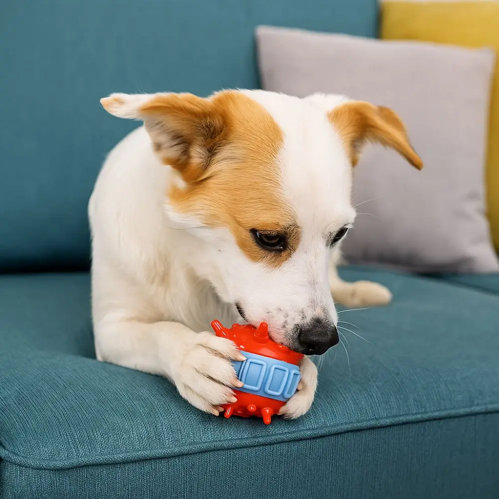 

4 Pcs/set Bite Resistant Interactive Dog Toys TPR Wear Resistant Teeth Cleaning Toy Colorful Dog Food Dispensing Toy Training