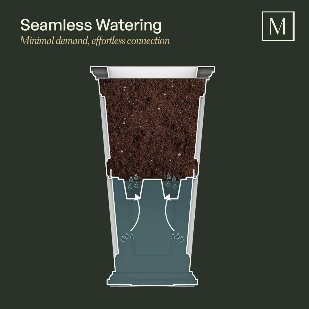 زارع ذاتي السقي مقاس 32 بوصة، مقاوم للطقس للزهور الخارجية على الفناء أو الشرفة #3