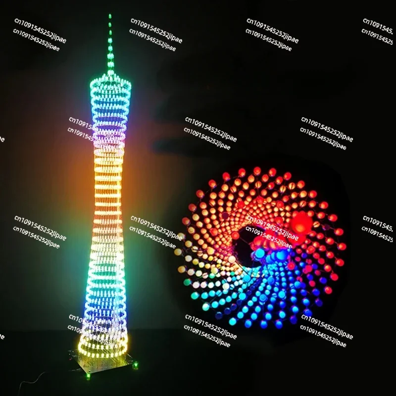 Diy Soldering Kit Colorful Bluetooth Canton Tower  32 Layers X32 Columns LED Light Cube Music Spectrum (not Assembled