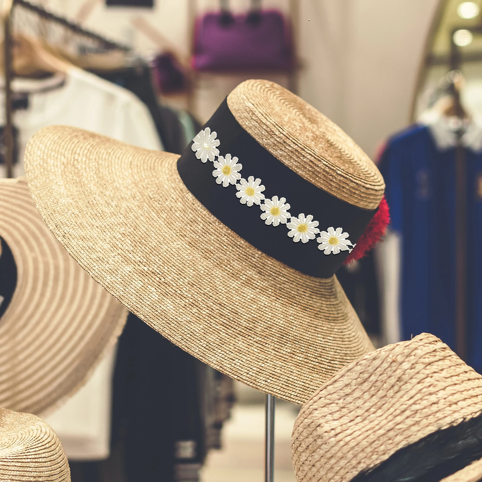 

15 Yards Lace Trim Fabric Daisy Embroidered Ribbon DIY Wedding Decoration Gift Packaging Ribbon for Crafts Lace Trim