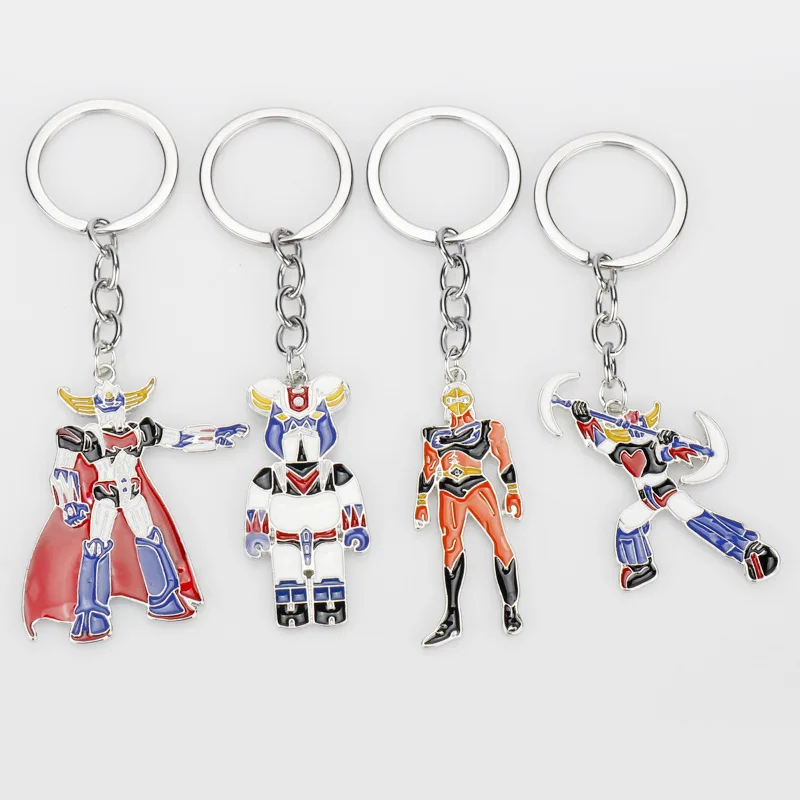 Anime Mazinger Z Metal Keychain UFO Robot Grendizer Logo Pendant Choker Car Keyring Men Boy Jewelry Gift