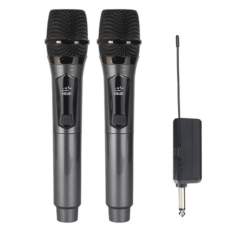 Draadloze microfoon 2-kanalen UHF handmicrofoon met vaste frequentie Microfoon voor feestprofessionele showvergaderingen