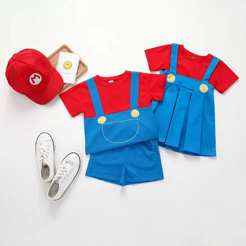 2026 New Anime Cosplay Summer Two-piece Cotton Short Sleeves T-shirt Dress Shorts Sets Role Playing Costume for Unisex Pullover
