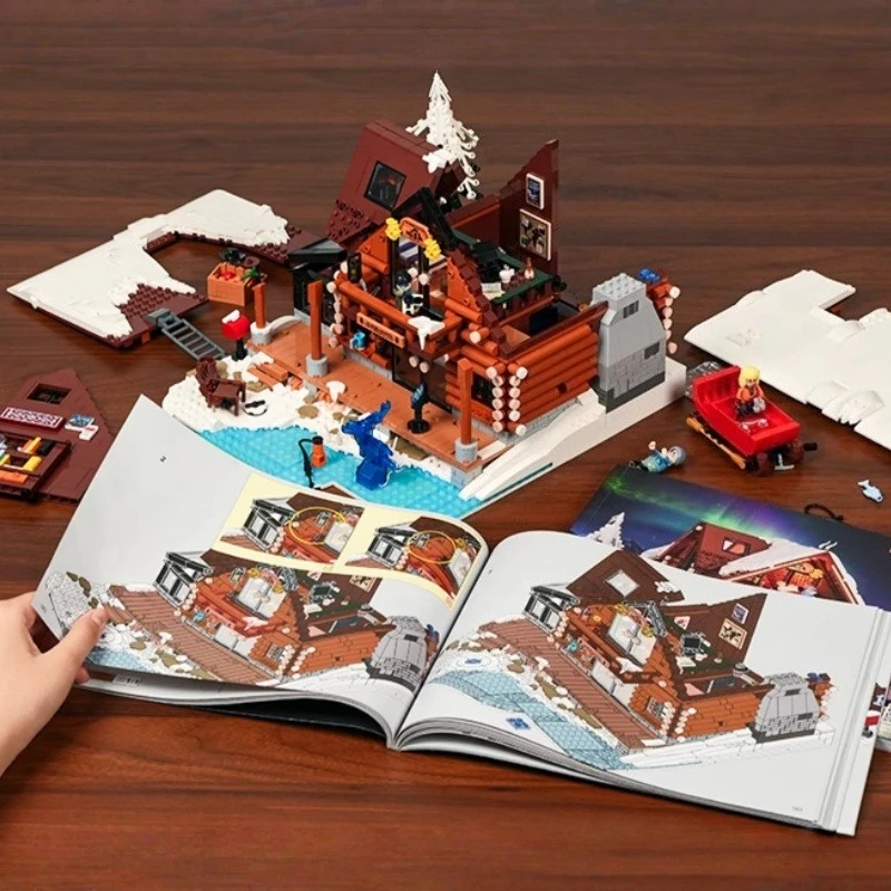 조립식 블록 오로라 관측 목조 건축 모델 레트로 하우스 시리즈 거리 풍경 홈 장식 선물