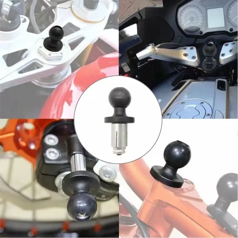 Aluminum Rubber Motorcycle Fork Stem Mount, Black Base with Ball Head for RAM Mount & GoPro Adapter