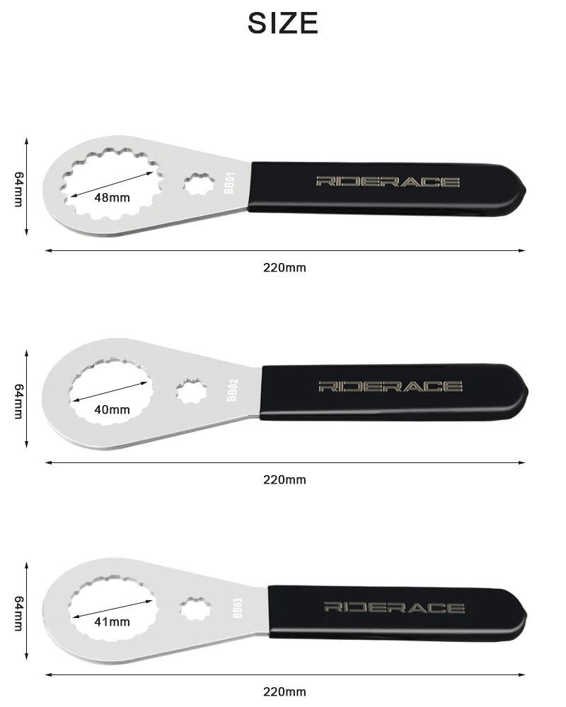 Riderace-電動自転車ボトムサポートレンチ,bbリムーバー,取り付け取り外しツール,39mm, 41mm, 44mm, 46mm, 49mm,shimano bbr9000,sram dubに適合