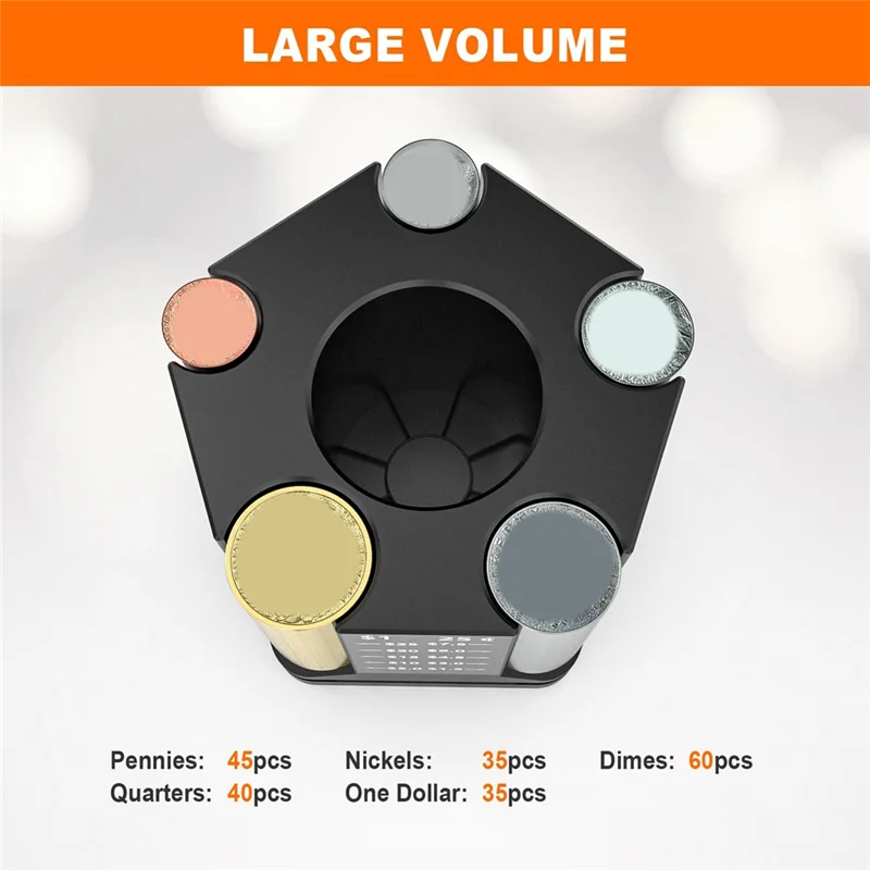 فارز العملات المعدنية، منظم مكتب 2 في 1، 360 درجة ° فارز العملات المعدنية وحامل القلم، حامل قلم عداد العملات المعدنية سهل الاستخدام