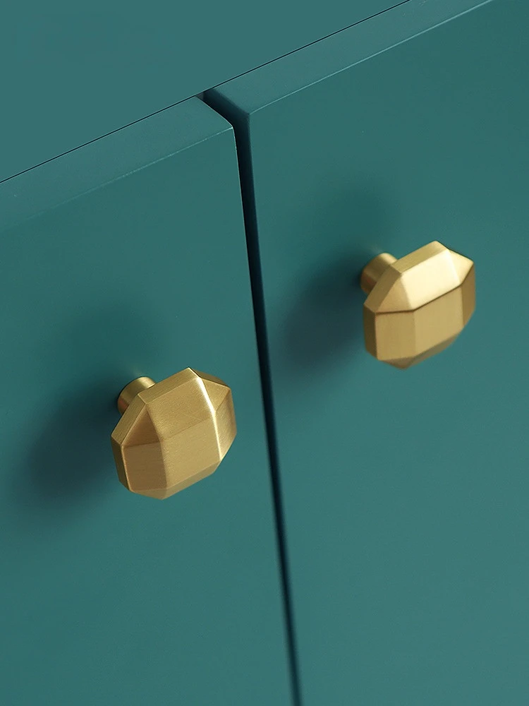 

Brass Gold Geometric Octagon Shape Knob Kitchen Wardrobe Cabinet Door Handles Drawer Knobs and Pulls Furniture Decor